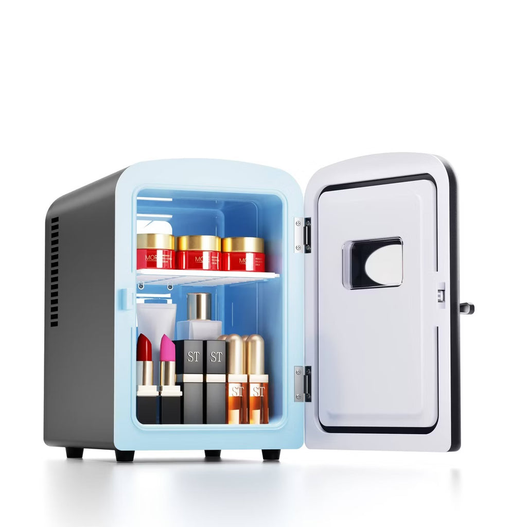 Kenmore 6 can Mini Refrigerator: Countertop Tiny Fridge for Skincare & Makeup, 40°F Cooling, Black, 0.14 cu ft Capacity