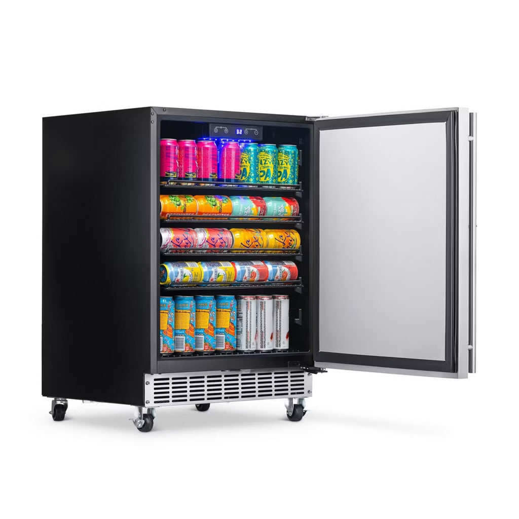 Newair Built-in Outdoor Beverage Fridges in Weatherproof Stainless Steel with Easy Glide Casters