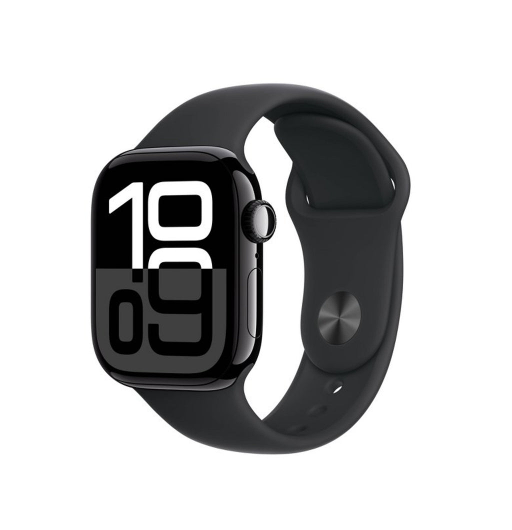 Apple Watch Series 10 GPS 42mm jet Black Aluminum Case with Black Sport Band - S/M
