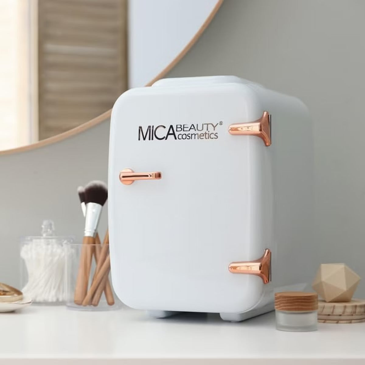 MICA Beauty Cosmetics 110 Volt 4 Liter Mini Compact Skincare Fridge in White