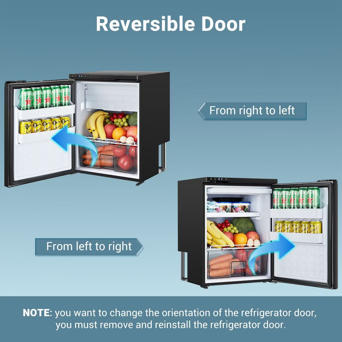 65L RV Refrigerator,APP Control,Refrigeration range (-4℉-46℉),3 levels((H/M/L)) of battery protection, mini fridge for camping, picnics, road trips