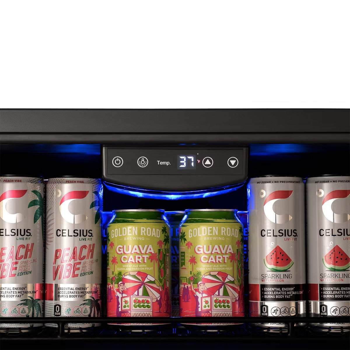Newair 24" Beverage Refrigerator Cooler, 177 Can Black Stainless Steel Glass Door Fridge, Built-in Counter or Freestanding Bar Drinks Refrigerator