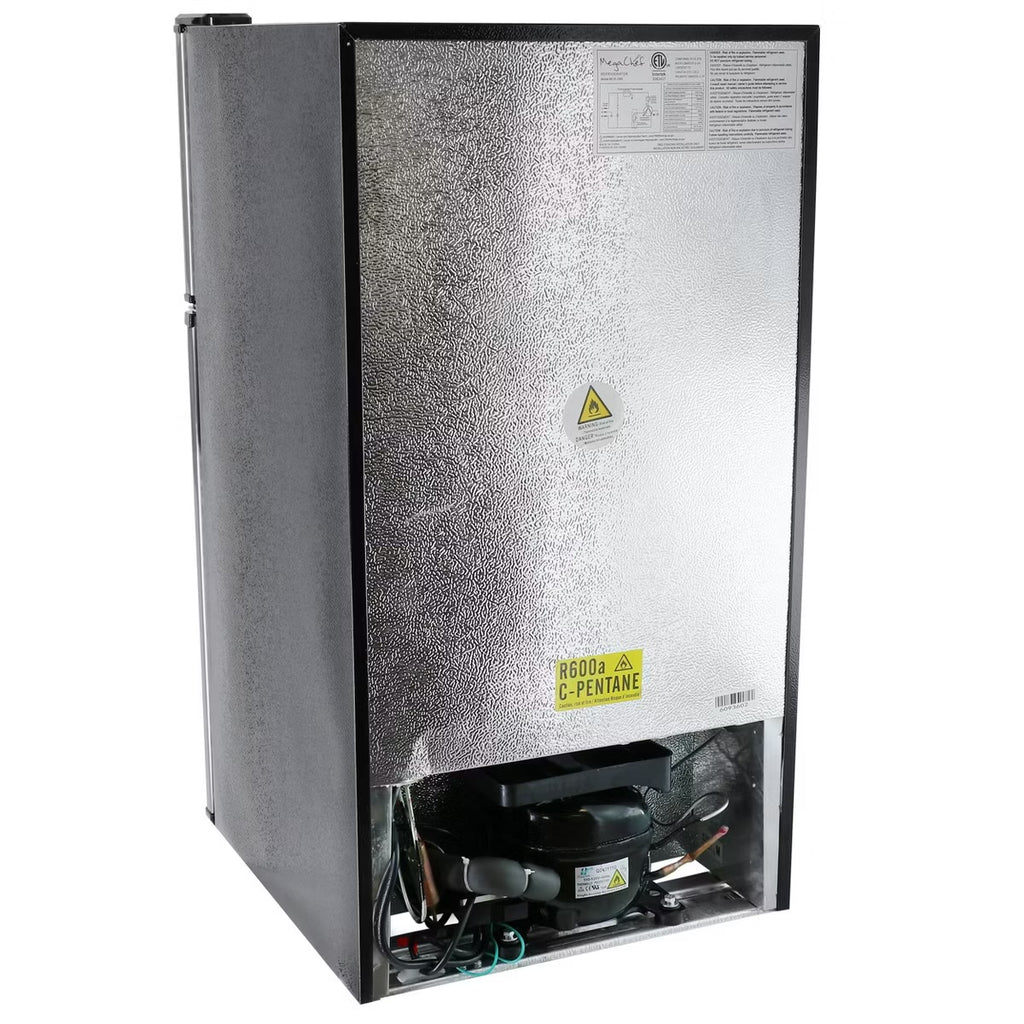 MegaChef 3.2 cu ft Portable 2 Door Refrigerator/Freezer Stainless Steel: Small Fridge, Dorm, Adjustable Shelves