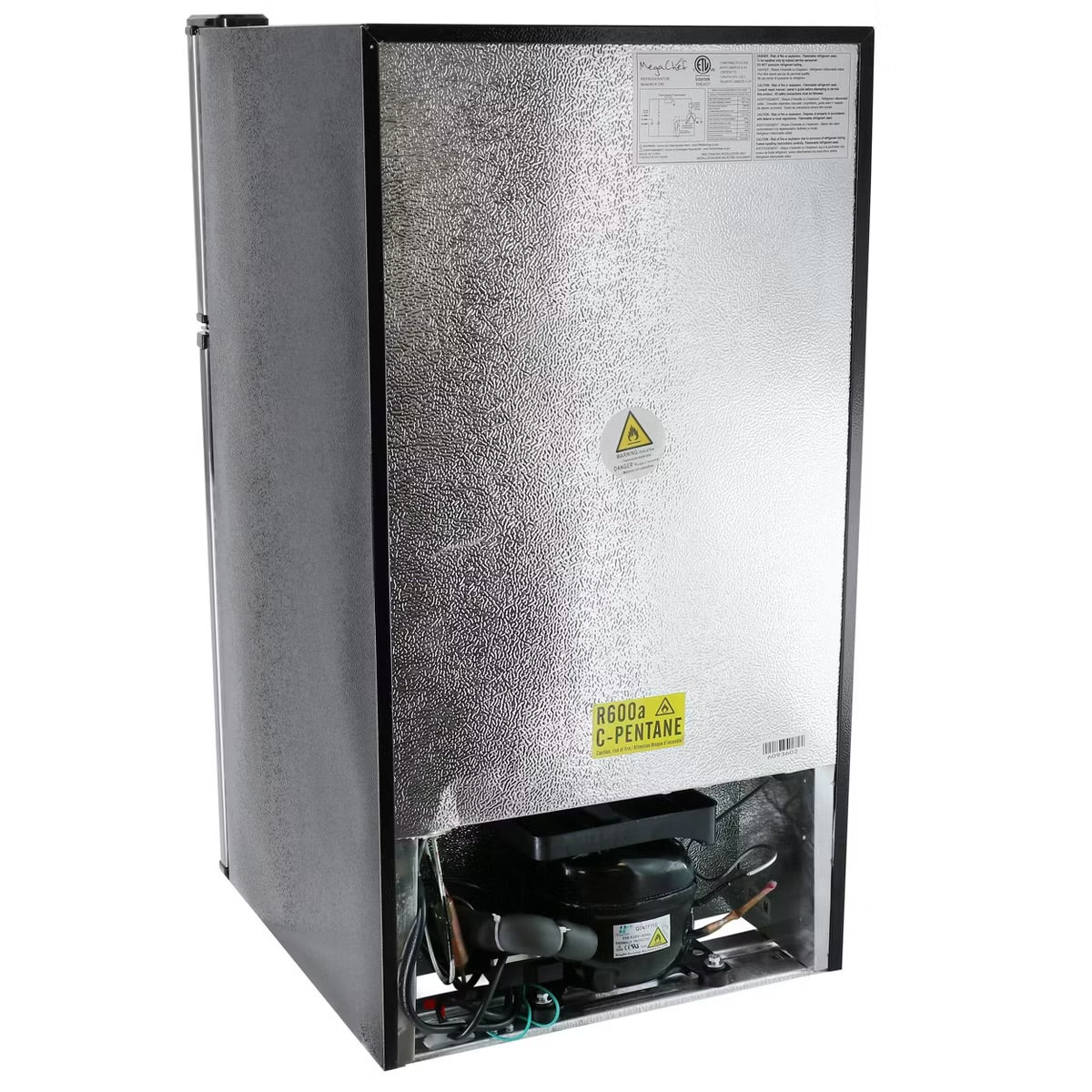 MegaChef 3.2 cu ft Portable 2 Door Refrigerator/Freezer Stainless Steel: Small Fridge, Dorm, Adjustable Shelves