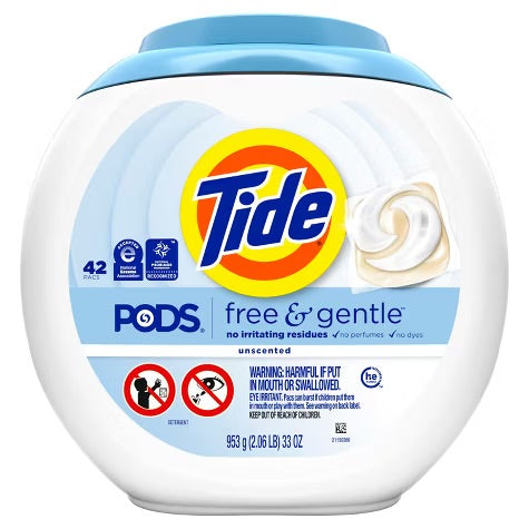 Tide Pods HE Compatible Laundry Detergent Pacs - Free & Gentle