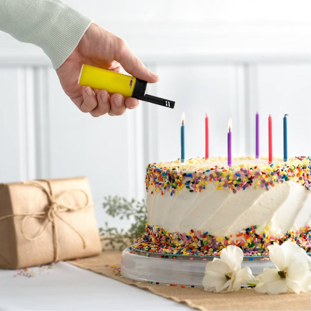 2ct BIC EZ Reach Birthday Pocket Lighters: Multicolor Butane Clean Burning Candle & Torch Lighter Wand