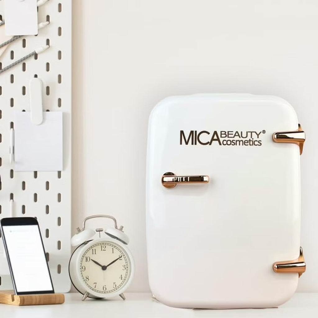 MICA Beauty Cosmetics 110 Volt 4 Liter Mini Compact Skincare Fridge in White