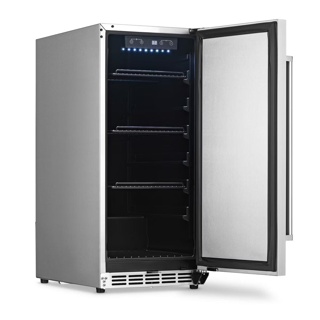 Newair 15" 3.2 Cu. Ft. Commercial Stainless Steel Built-in Beverage Refrigerator, Weatherproof and Outdoor Rated, ENERGY STAR, Fingerprint Resistant