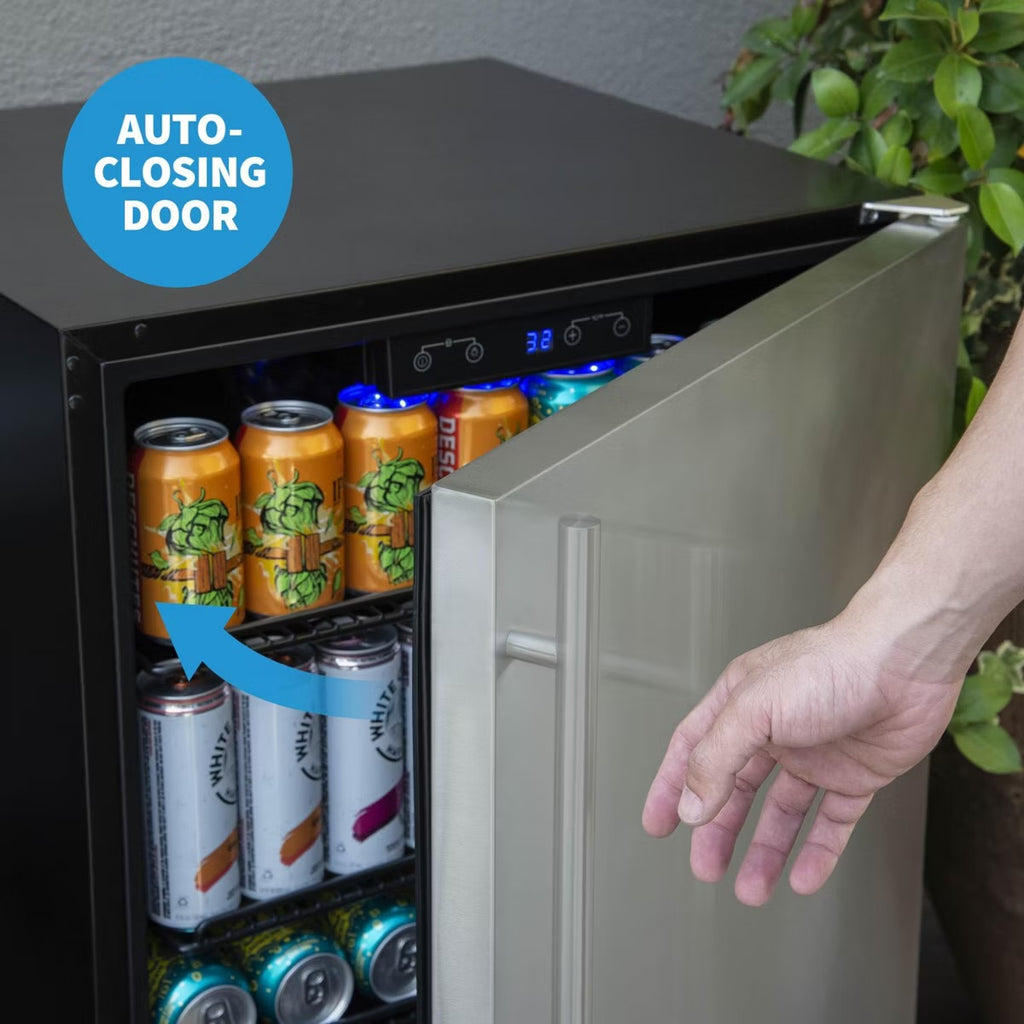 Newair Built-in Outdoor Beverage Fridges in Weatherproof Stainless Steel with Easy Glide Casters