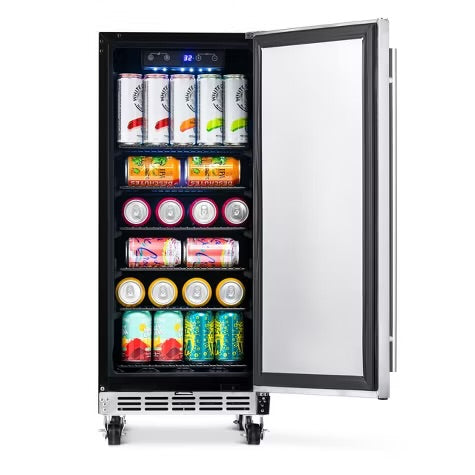 Newair Built-in Outdoor Beverage Fridges in Weatherproof Stainless Steel with Easy Glide Casters