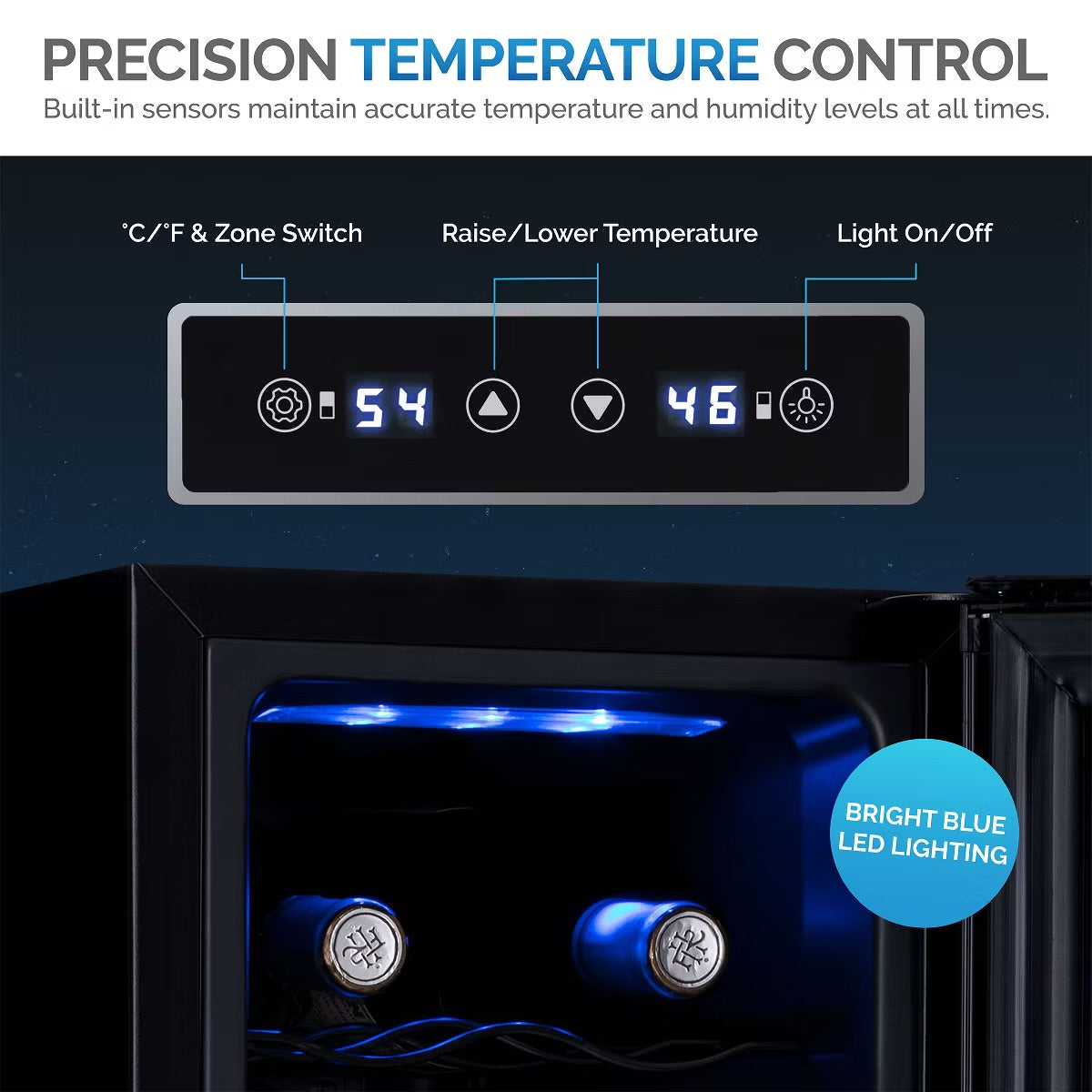 Newair Shadow-Tᵀᴹ Series Wine Cooler Refrigerator 18 Bottle Dual Temperature Zones, Freestanding Mirrored Wine Fridge with Double-Layer Tempered Glass