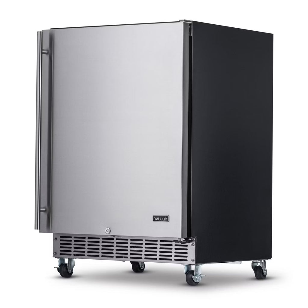Newair Built-in Outdoor Beverage Fridges in Weatherproof Stainless Steel with Easy Glide Casters