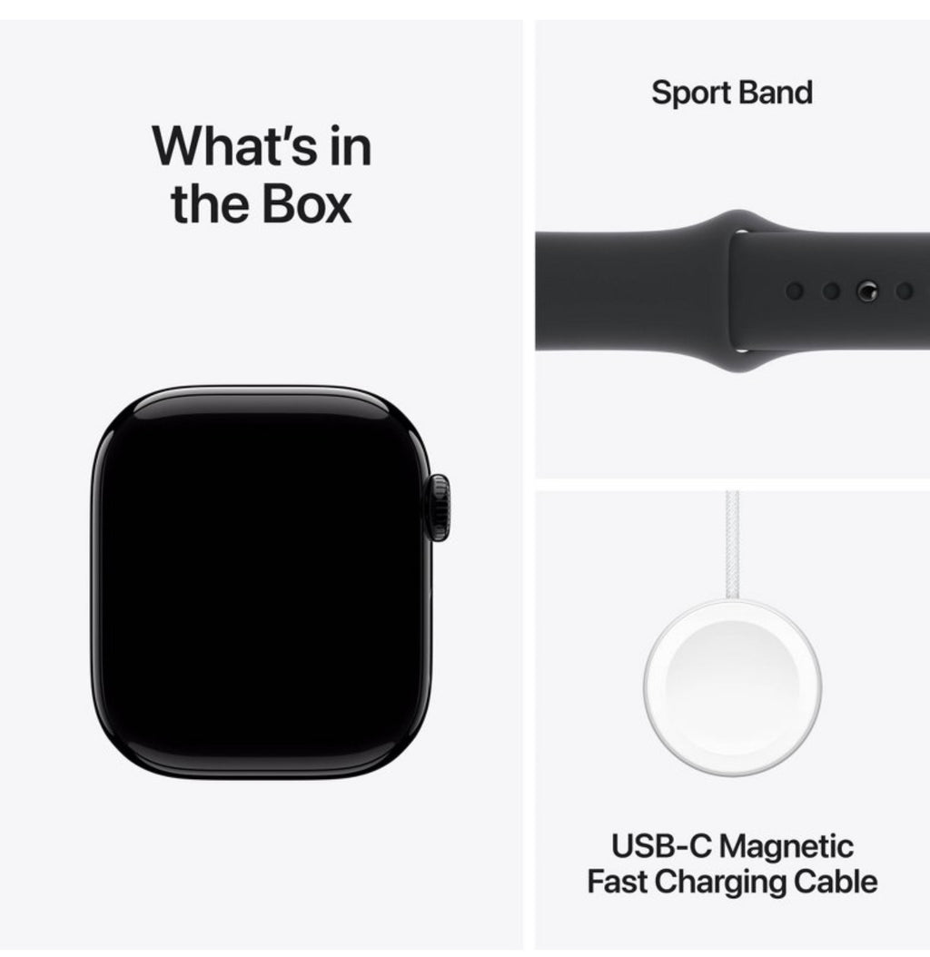 Apple Watch Series 10 GPS 42mm jet Black Aluminum Case with Black Sport Band - S/M