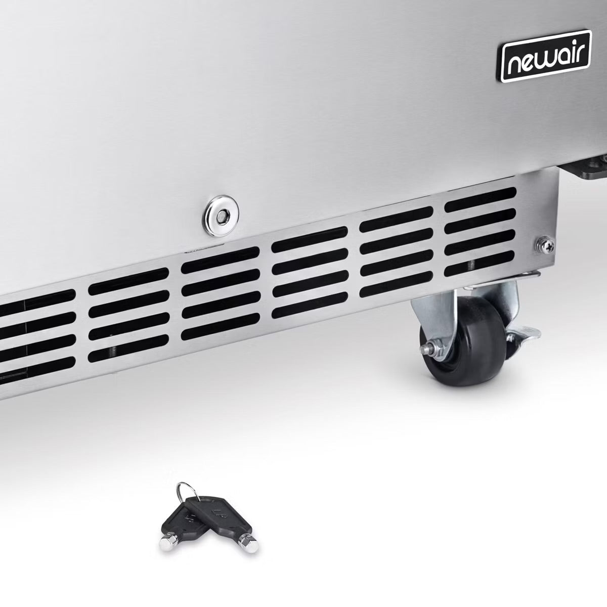 Newair Built-in Outdoor Beverage Fridges in Weatherproof Stainless Steel with Easy Glide Casters