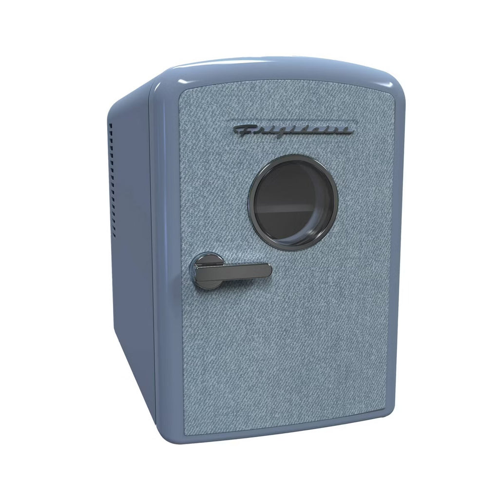 Frigidaire 9 Can Denim Retro Beverage Portable Mini Refrigerator