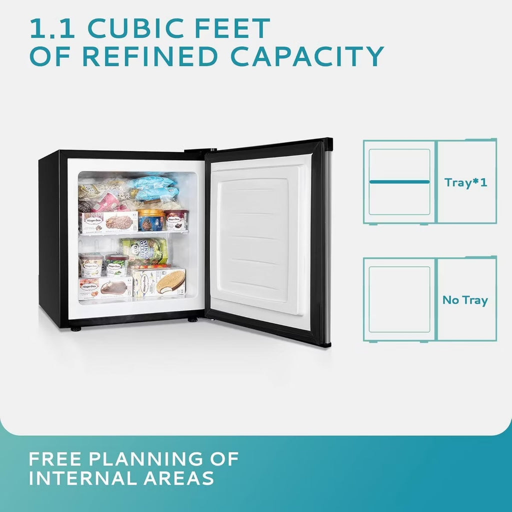 Simzlife 1.1 Cu. Ft. Upright Freezer,Mini Refrigerator Energy Saving, Silver