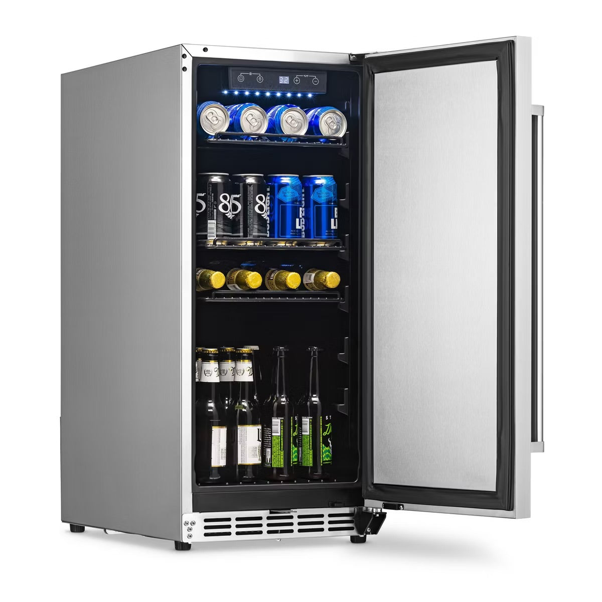 Newair 15" 3.2 Cu. Ft. Commercial Stainless Steel Built-in Beverage Refrigerator, Weatherproof and Outdoor Rated, ENERGY STAR, Fingerprint Resistant