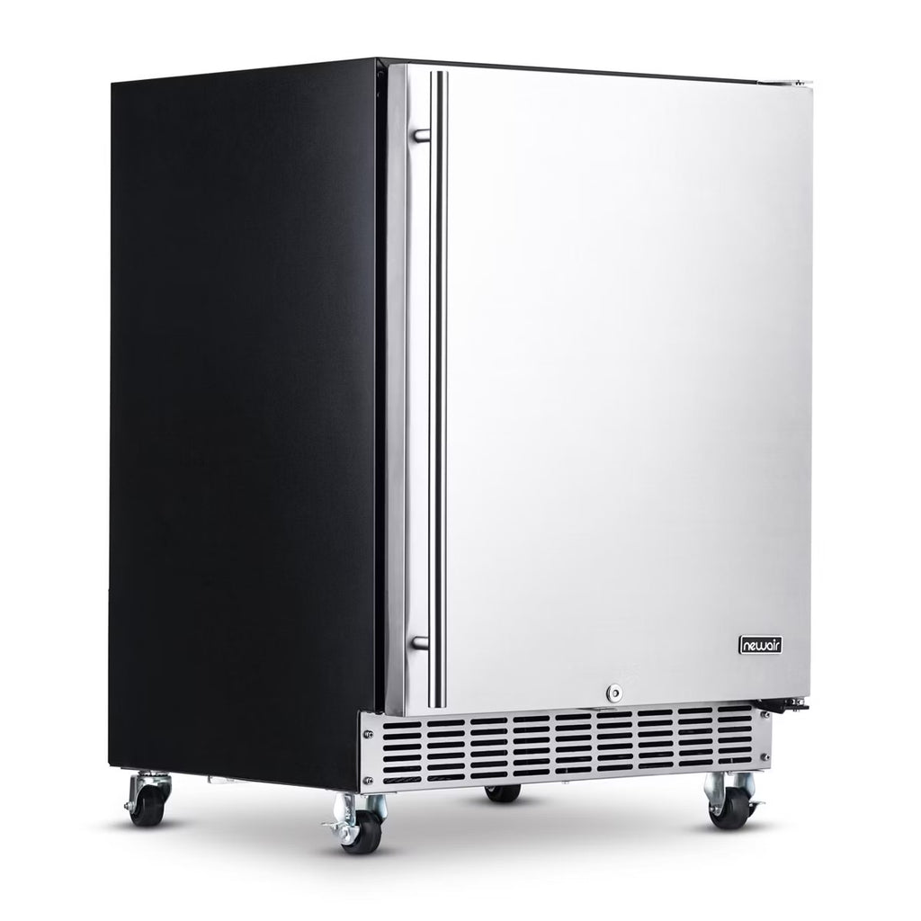 Newair Built-in Outdoor Beverage Fridges in Weatherproof Stainless Steel with Easy Glide Casters
