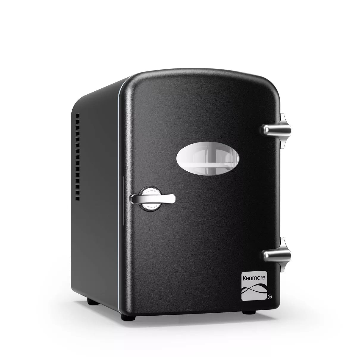Kenmore 6 can Mini Refrigerator: Countertop Tiny Fridge for Skincare & Makeup, 40°F Cooling, Black, 0.14 cu ft Capacity