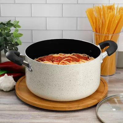 Oster Clairborne 6 Quart Aluminum Nonstick Dutch Oven with Lid in Sand