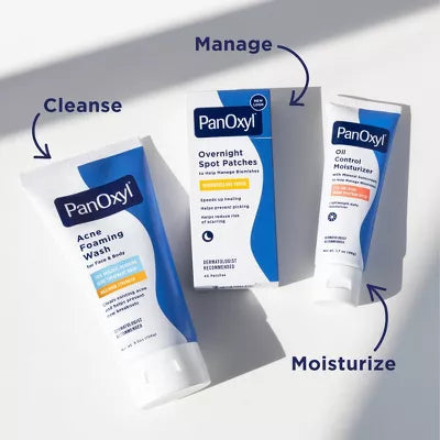 PanOxyl Maximum Strength Antimicrobial Acne Foaming Wash for Face, Chest and Back with 10% Benzoyl Peroxide - Unscented - 5.5oz