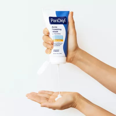 PanOxyl Maximum Strength Antimicrobial Acne Foaming Wash for Face, Chest and Back with 10% Benzoyl Peroxide - Unscented - 5.5oz