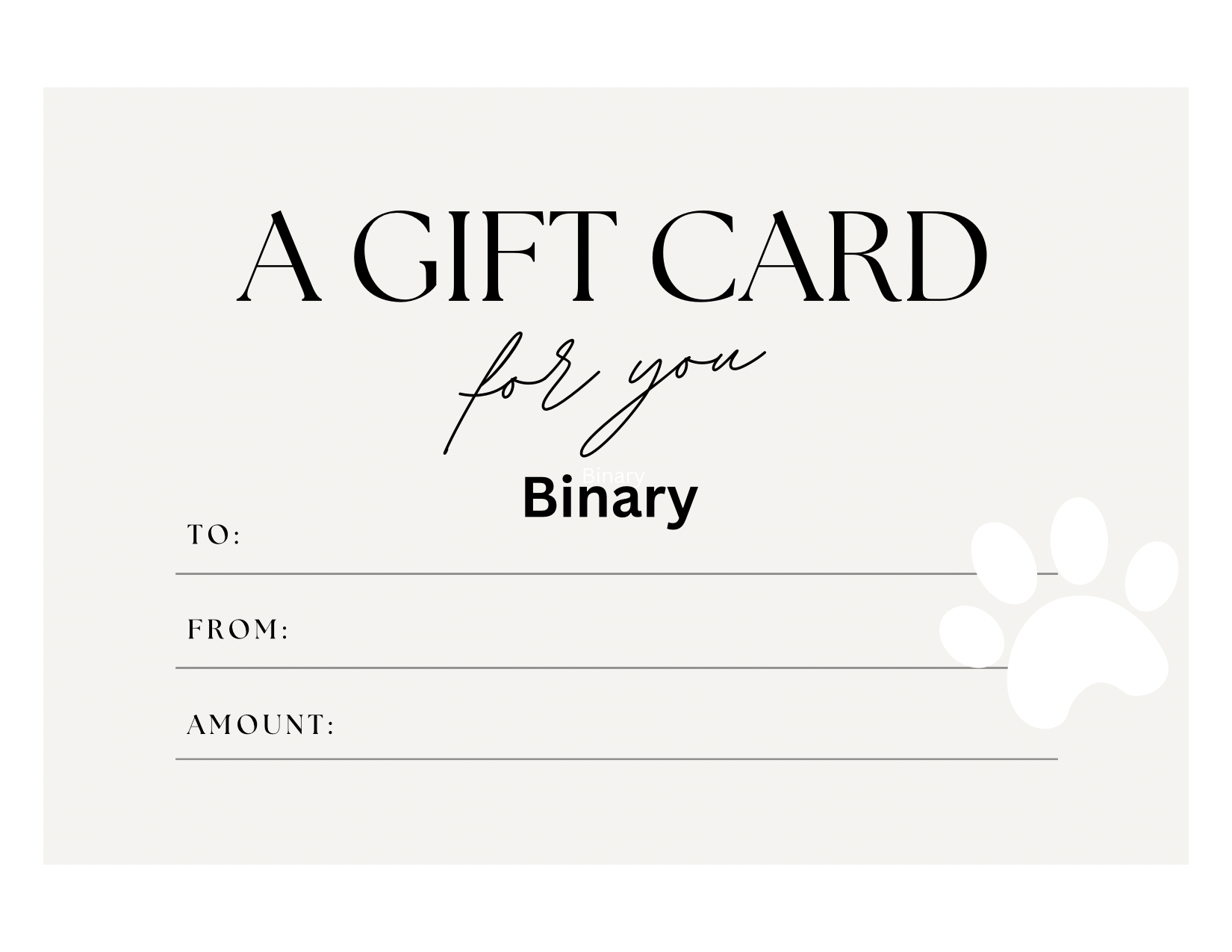 Binary giftcard
