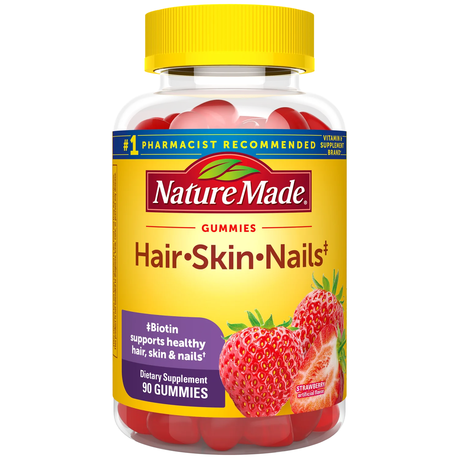 Nature Made Hair Skin and Nails with Biotin 2500 mcg Gummies, 90 CT