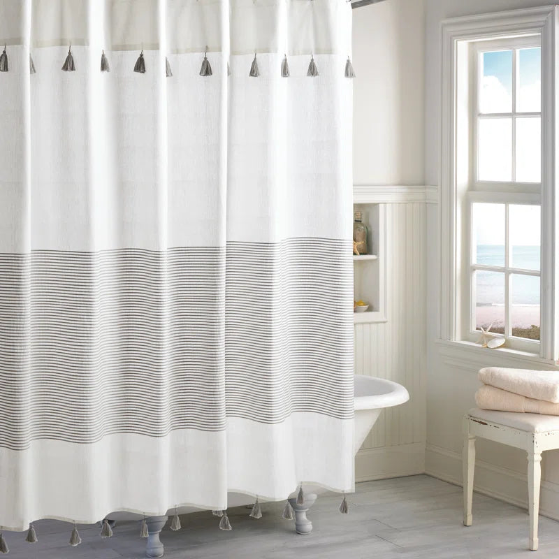 Panama Cotton Striped Shower Curtain - gray