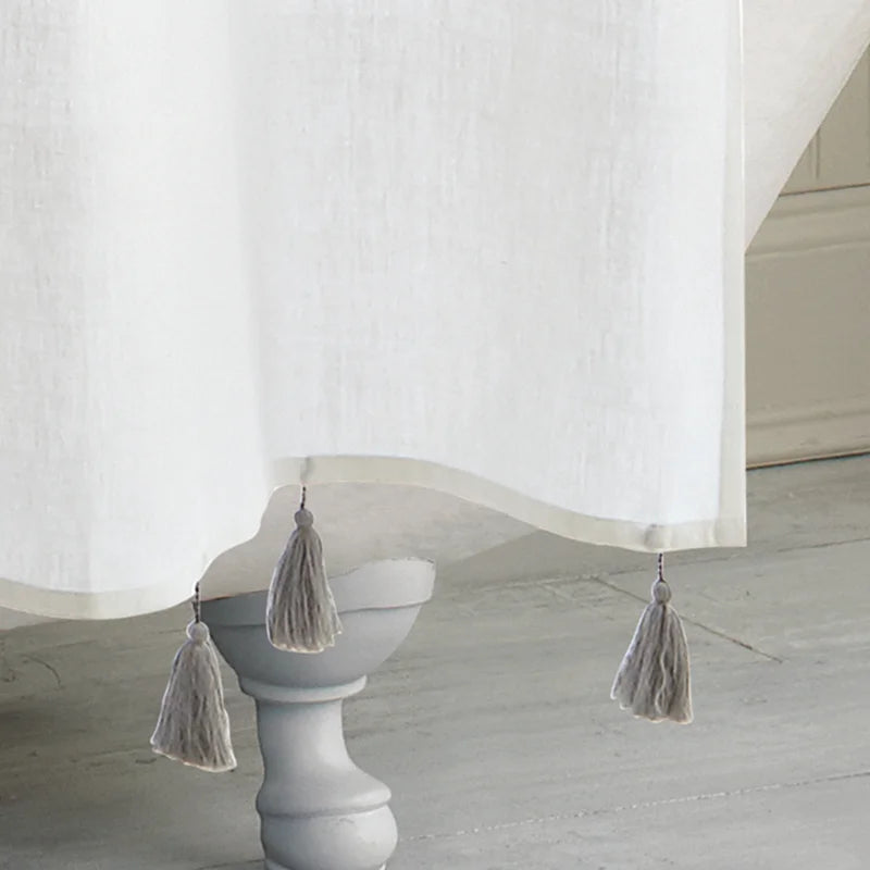 Panama Cotton Striped Shower Curtain - gray